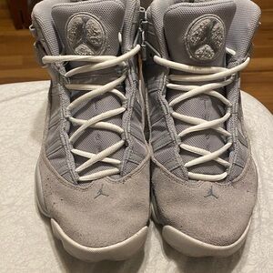 Gray High-Top Sneakers with White Laces